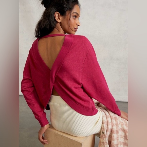 Anthropologie Tops - Pilcro Ryanne Open Back Sweatshirt Magenta Pink by Anthropologie Size XL